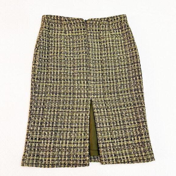 Zara Woven Tweed Wool Knit Pencil Skirt Green Multicolor Size 8 - Picture 2 of 5